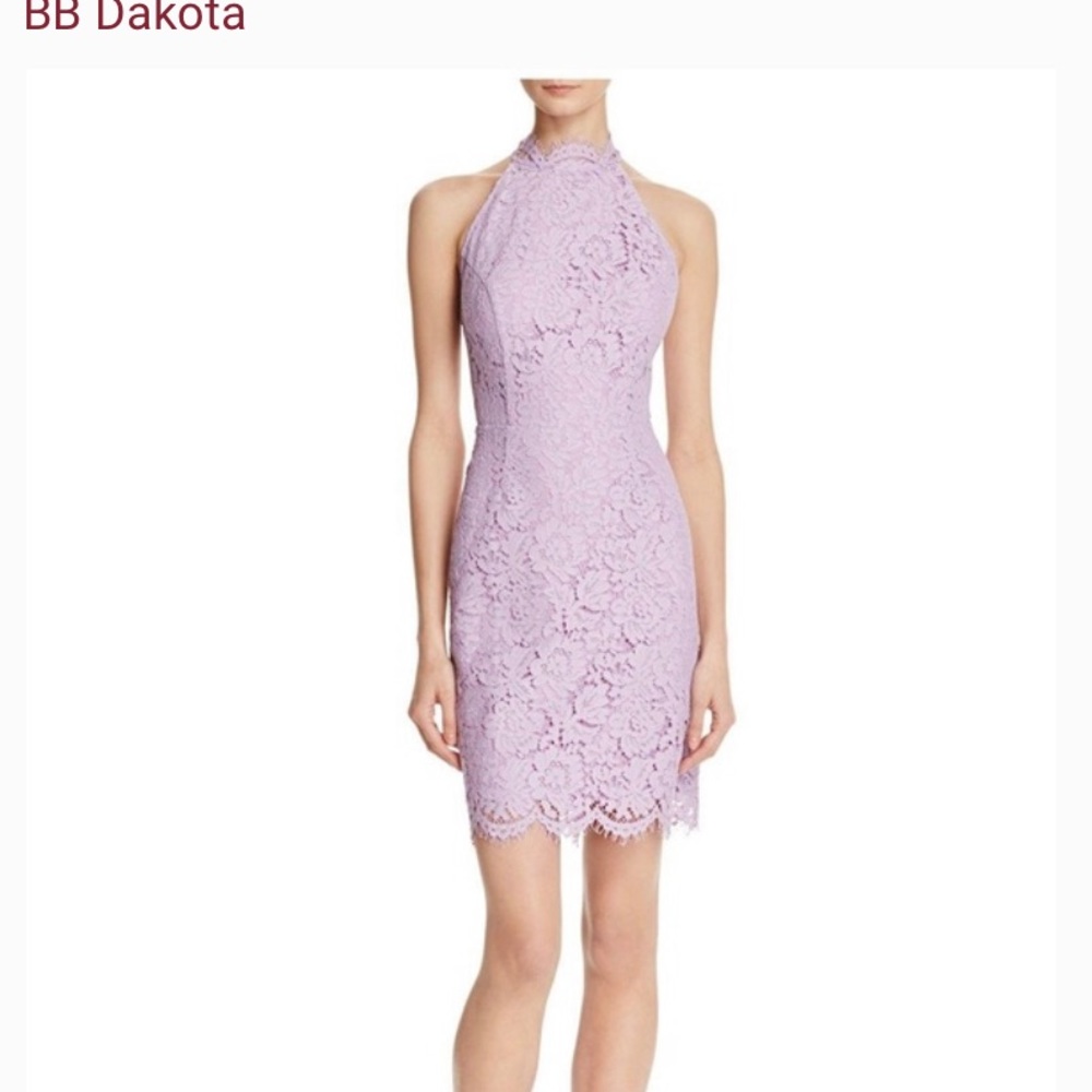 BB Dakota Cara high neck open back lace dress